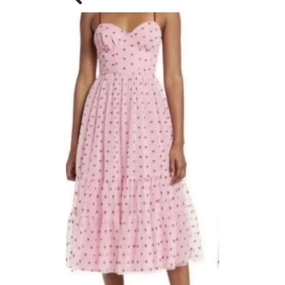 Betsey Johnson Bustier Heart Print Tiered Tulle sz 6